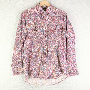 Ruddock Shirt Mens Large Purple Blue Paisley Caped Button Down Western Vintage